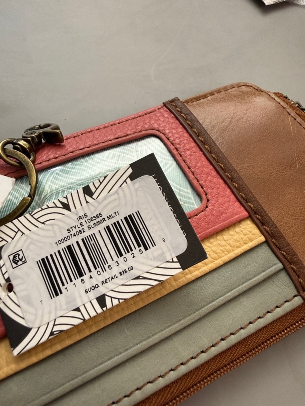 The Sak Colorblock Leather Zip Card Wallet Keychain - "Iris" - Picture 6 of 9